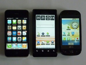 Group of smartphones